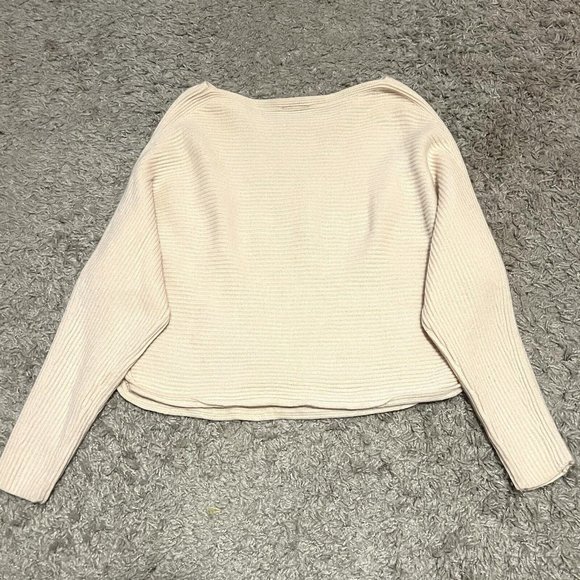 Babaton Aritzia Ivory Wool Cashmere Boxy Knit Sweater Womens sz M Dolman Sleeve - Picture 2 of 4